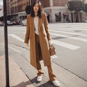 Slim Tailored Wool Long Camel Coat (US 2 - 4)